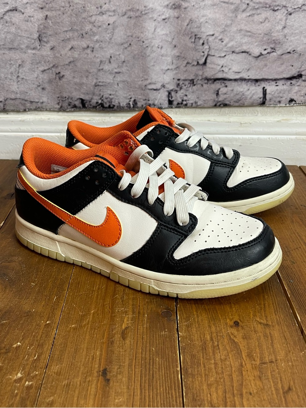 Nike youth size 5.5 Halloween glow in the dark dunks orange and black